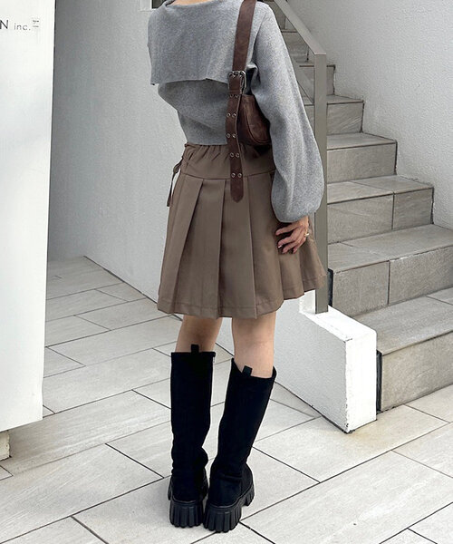 w closet(ダブルクローゼット)の「【2点セットアイテム/ラメ生地】セーラーカラーニットカーデキャミSET(カーディガン/ボレロ・レディース・オレンジ/オフホワイト/グレー/ブルー/ピンク・FREE)」の16枚目の写真