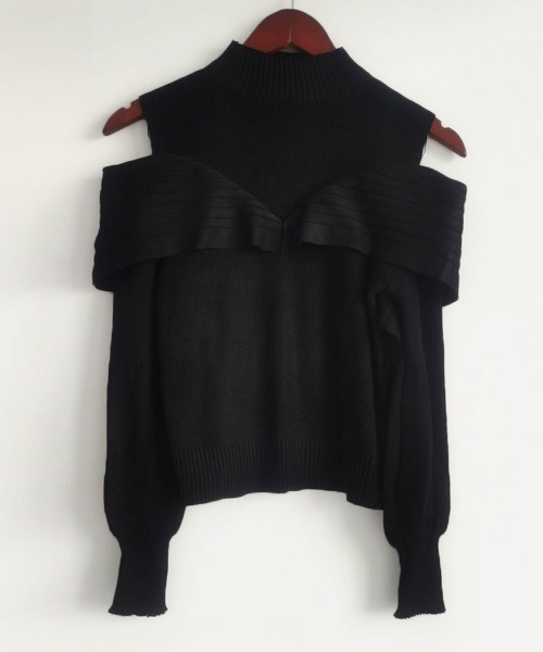 Miniministore(ミニミニストア)の「ニットトップス オフショルダーリブニット(ニット/セーター・レディース・ブラック/ホワイト・FREE)」の14枚目の写真