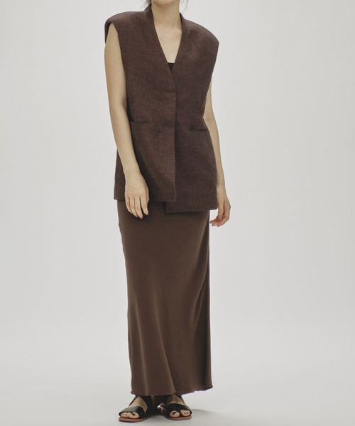 TODAYFUL(トゥデイフル)の「【TODAYFUL/トゥデイフル】Linen Over Vest/リネンオーバーベスト(テーラードジャケット・レディース・セージグリーン/チョコ・36/38)」の5枚目の写真
