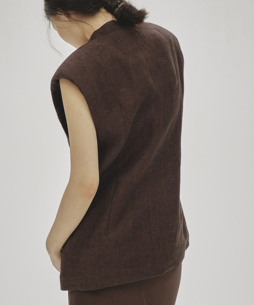 TODAYFUL(トゥデイフル)の「【TODAYFUL/トゥデイフル】Linen Over Vest/リネンオーバーベスト(テーラードジャケット・レディース・セージグリーン/チョコ・36/38)」の7枚目の写真