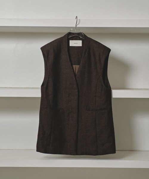 TODAYFUL(トゥデイフル)の「【TODAYFUL/トゥデイフル】Linen Over Vest/リネンオーバーベスト(テーラードジャケット・レディース・セージグリーン/チョコ・36/38)」の9枚目の写真