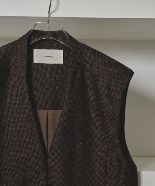 TODAYFUL(トゥデイフル)の「【TODAYFUL/トゥデイフル】Linen Over Vest/リネンオーバーベスト(テーラードジャケット・レディース・セージグリーン/チョコ・36/38)」の10枚目の写真