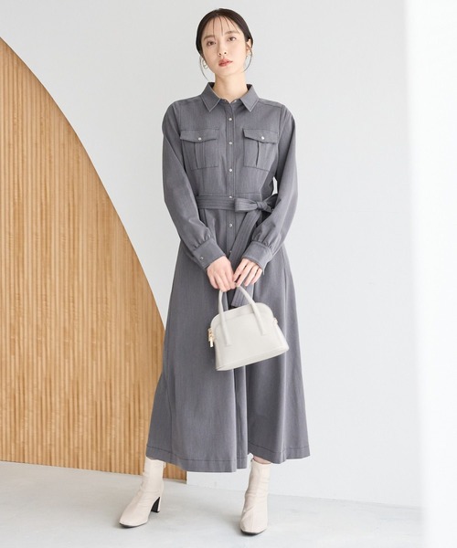 Andemiu(アンデミュウ)の「サファリステッチシャツワンピース242357(シャツワンピース・レディース・ブラウン/チャコールグレー/ブルー・FREE)」の2枚目の写真