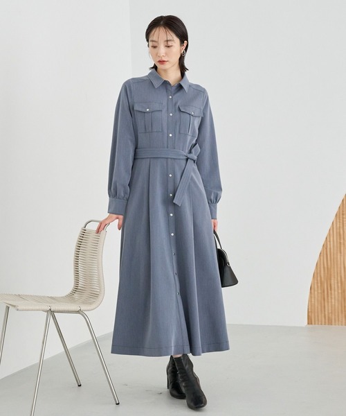 Andemiu(アンデミュウ)の「サファリステッチシャツワンピース242357(シャツワンピース・レディース・ブラウン/チャコールグレー/ブルー・FREE)」の1枚目の写真