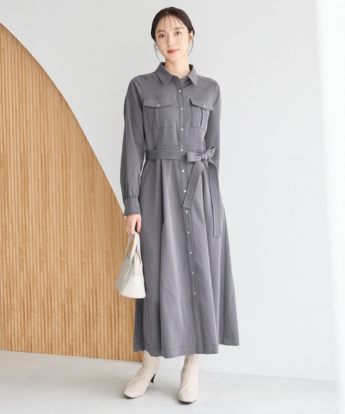 Andemiu(アンデミュウ)の「サファリステッチシャツワンピース242357(シャツワンピース・レディース・ブラウン/チャコールグレー/ブルー・FREE)」の8枚目の写真