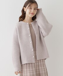 ◆【上品仕立て】パール調釦コクーンニットジャケット