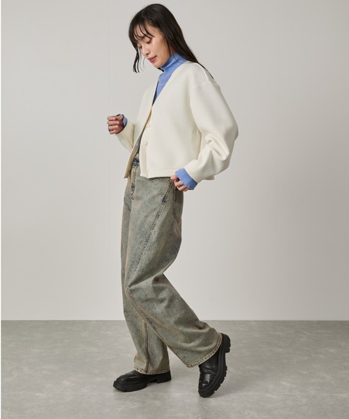 NERGY（ナージー）の「Airy jersey クロップド丈カーディガン（カーディガン/ボレロ・レディース・チャコールグレー/キナリ・FREE）」の5枚目の写真