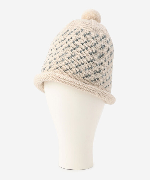 Bshop(ビショップ)の「cableami | ジャカード ニットキャップ(ハット・レディース・ネイビー/アイボリー・ONE)」の6枚目の写真