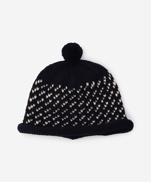 Bshop(ビショップ)の「cableami | ジャカード ニットキャップ(ハット・レディース・ネイビー/アイボリー・ONE)」の7枚目の写真