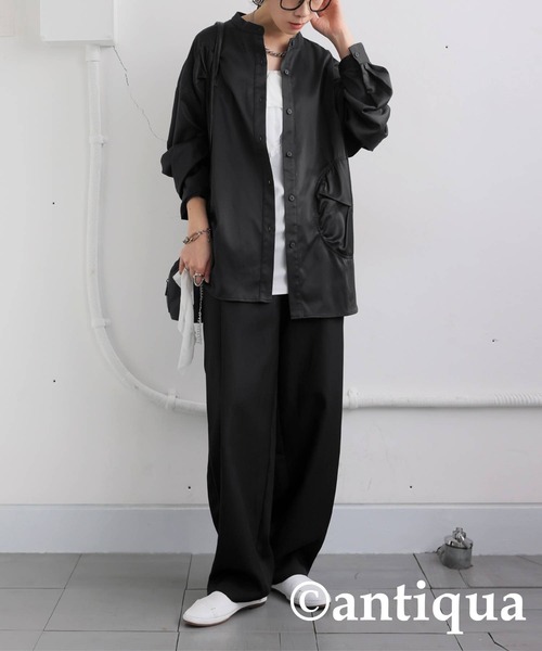 antiqua(アンティカ)の「ドットギャザーデザイントップス(シャツ/ブラウス・レディース・アイボリー/ブラック・ONESIZE)」の13枚目の写真