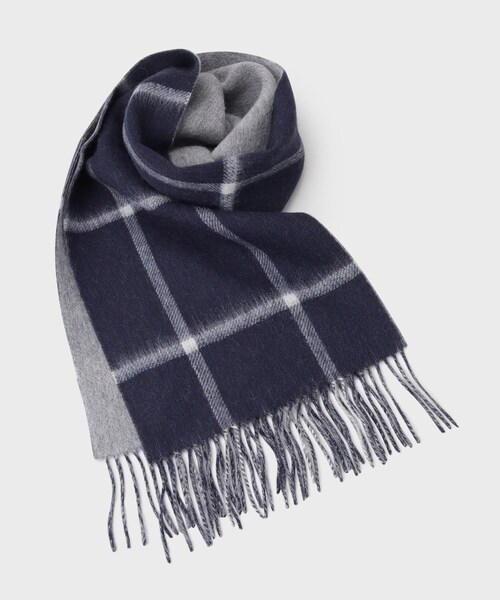 セール】ウールリバーシブルマフラー ビジネス兼用 ／ チェック ／ へ