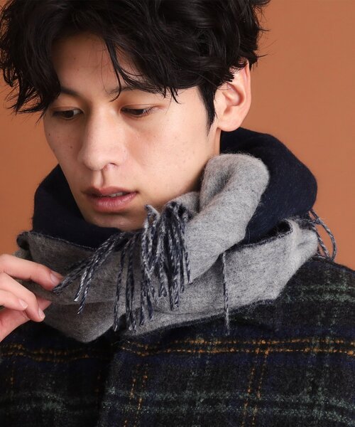 THE SHOP TK （ザ ショップ ティーケー ）の「◆ウールリバーシブルマフラー ビジネス兼用 ／ チェック ／ へリンボン（マフラー・レディース・ワイン系1/ネイビー系1/グレー系その他7/ネイビー/ブラック/グレー系4・00）」の11枚目の写真