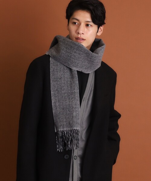 THE SHOP TK （ザ ショップ ティーケー ）の「◆ウールリバーシブルマフラー ビジネス兼用 ／ チェック ／ へリンボン（マフラー・レディース・ワイン系1/ネイビー系1/グレー系その他7/ネイビー/ブラック/グレー系4・00）」の13枚目の写真