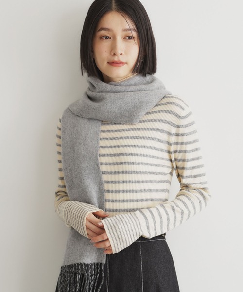 THE SHOP TK （ザ ショップ ティーケー ）の「◆ウールリバーシブルマフラー ビジネス兼用 ／ チェック ／ へリンボン（マフラー・レディース・ワイン系1/ネイビー系1/グレー系その他7/ネイビー/ブラック/グレー系4・00）」の4枚目の写真