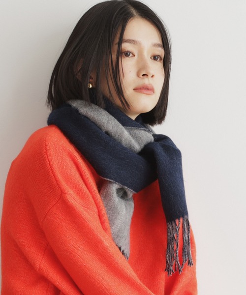 THE SHOP TK （ザ ショップ ティーケー ）の「◆ウールリバーシブルマフラー ビジネス兼用 ／ チェック ／ へリンボン（マフラー・レディース・ワイン系1/ネイビー系1/グレー系その他7/ネイビー/ブラック/グレー系4・00）」の3枚目の写真