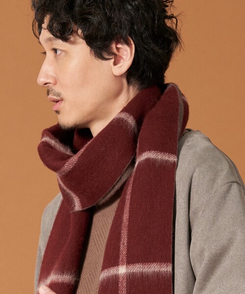 THE SHOP TK （ザ ショップ ティーケー ）の「◆ウールリバーシブルマフラー ビジネス兼用 ／ チェック ／ へリンボン（マフラー・レディース・ワイン系1/ネイビー系1/グレー系その他7/ネイビー/ブラック/グレー系4・00）」の7枚目の写真