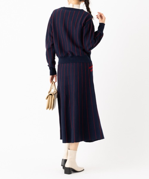 aunt lily(アントリリー)の「ストライプデザインフレアースカート 美シルエット 大人 きれいめ セットアップ(スカート・レディース・ブラック/ネイビー・S/L/3L)」の13枚目の写真