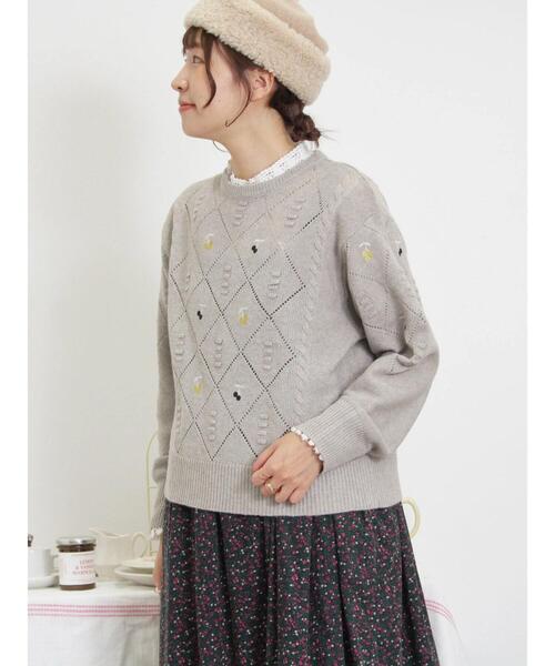 Samansa Mos2（サマンサ モスモス）の「実柄刺繍アーガイル透かし