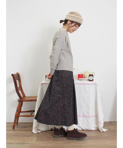 Samansa Mos2（サマンサ モスモス）の「実柄刺繍アーガイル透かしニット（ニット/セーター・レディース・モカ/ミント/キナリ・F）」の11枚目の写真