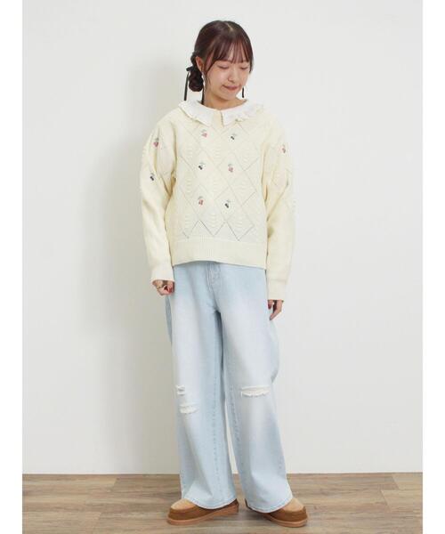 Samansa Mos2（サマンサ モスモス）の「実柄刺繍アーガイル