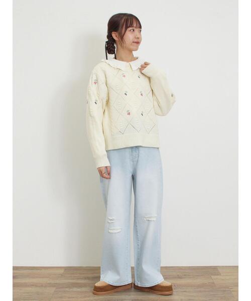 Samansa Mos2（サマンサ モスモス）の「実柄刺繍アーガイル
