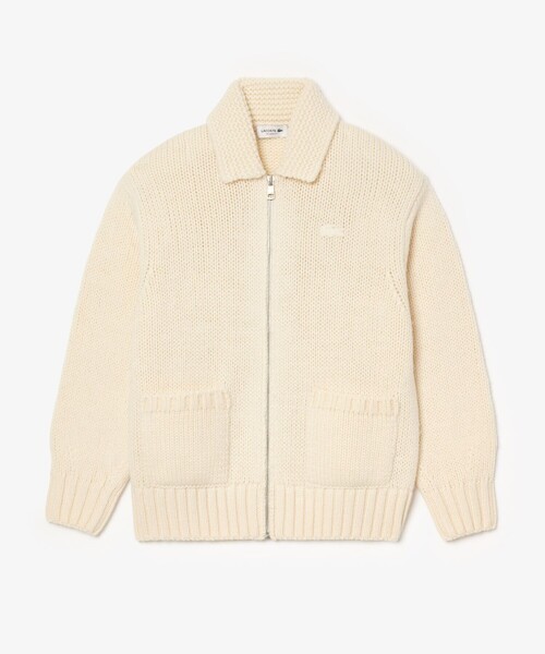 LACOSTE(ラコステ)の「バックステッチ ジップアップニットジャケット / ドライバーズニット(ニット/セーター・メンズ・アイボリー・3/4/5)」の4枚目の写真
