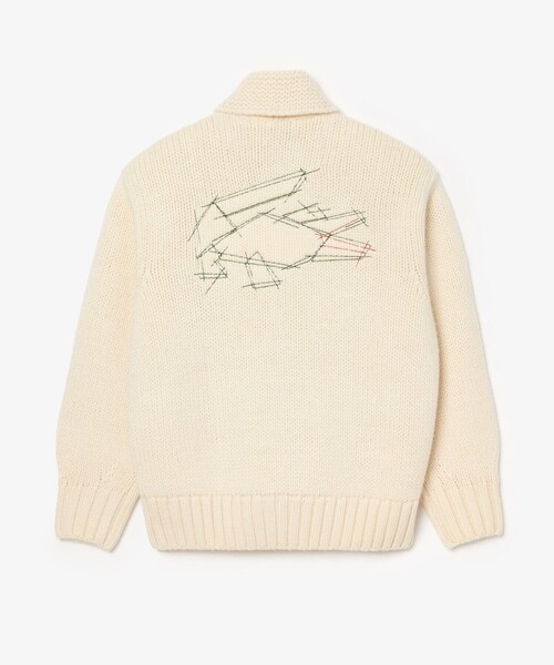 LACOSTE(ラコステ)の「バックステッチ ジップアップニットジャケット / ドライバーズニット(ニット/セーター・メンズ・アイボリー・3/4/5)」の5枚目の写真
