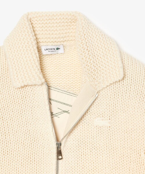 LACOSTE(ラコステ)の「バックステッチ ジップアップニットジャケット / ドライバーズニット(ニット/セーター・メンズ・アイボリー・3/4/5)」の6枚目の写真