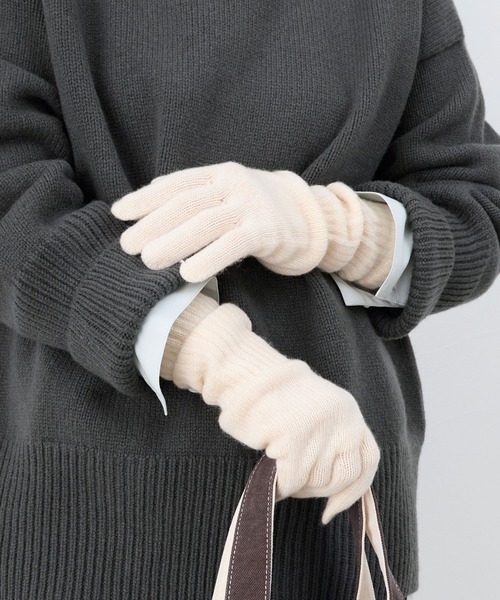 WILLIAM BRUNTON（ウィリアムブラントン）の「【William Brunton】ロングリブカシミヤカフグローブ- 2 Ply Long Rib Cuff Glove（手袋・レディース・ブラック/アイボリー/ライトブラウン/ミント・FREE）」の2枚目の写真