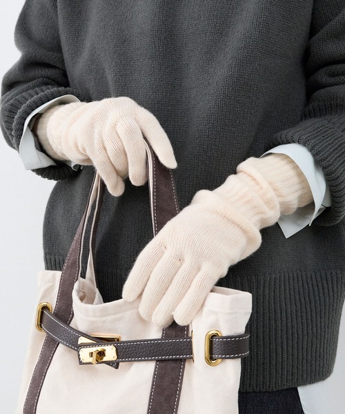 WILLIAM BRUNTON（ウィリアムブラントン）の「【William Brunton】ロングリブカシミヤカフグローブ- 2 Ply Long Rib Cuff Glove（手袋・レディース・ブラック/アイボリー/ライトブラウン/ミント・FREE）」の5枚目の写真