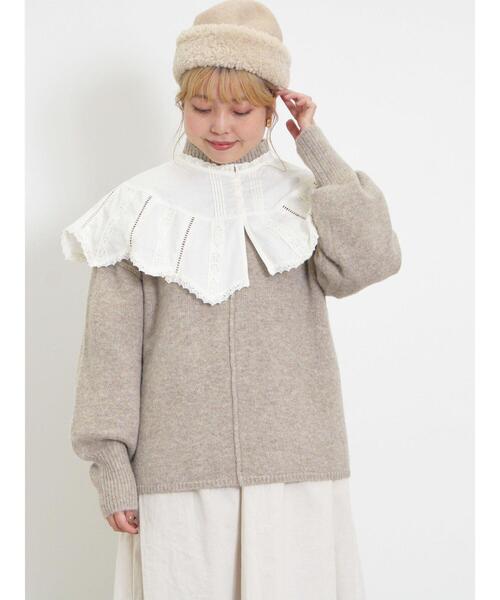 Samansa Mos2（サマンサ モスモス）の「もちもちスタンドネックニット（ニット/セーター・レディース・ブルー/キナリ/ベージュ/イエロー・F）」の3枚目の写真