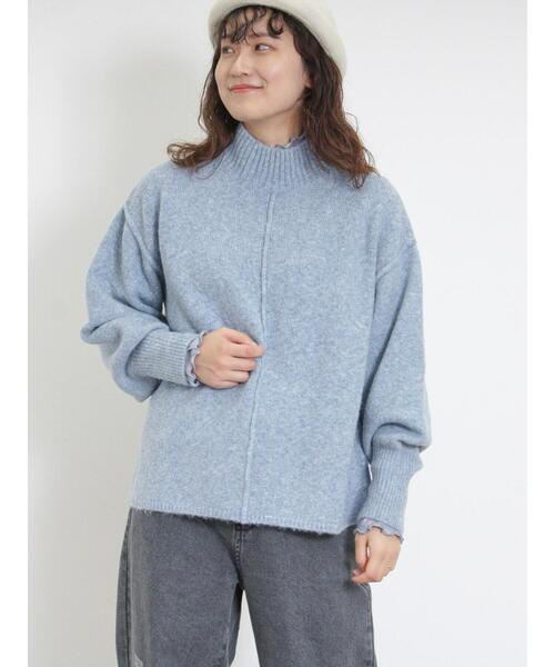 Samansa Mos2（サマンサ モスモス）の「もちもちスタンドネックニット（ニット/セーター・レディース・ブルー/キナリ/ベージュ/イエロー・F）」の4枚目の写真