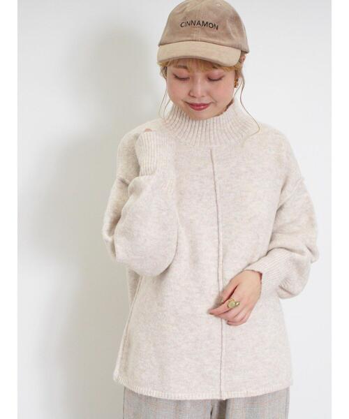 Samansa Mos2（サマンサ モスモス）の「もちもちスタンドネックニット（ニット/セーター・レディース・ブルー/キナリ/ベージュ/イエロー・F）」の2枚目の写真