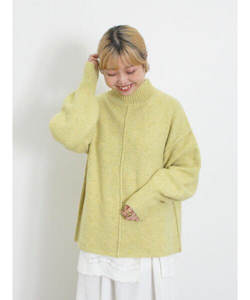 Samansa Mos2（サマンサ モスモス）の「もちもちスタンドネックニット（ニット/セーター・レディース・ブルー/キナリ/ベージュ/イエロー・F）」の6枚目の写真
