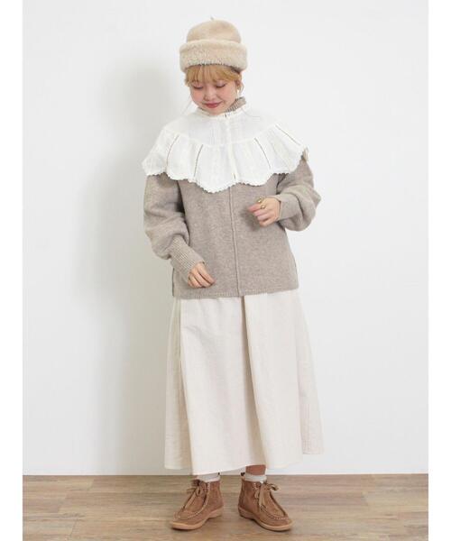 Samansa Mos2（サマンサ モスモス）の「もちもちスタンドネックニット（ニット/セーター・レディース・ブルー/キナリ/ベージュ/イエロー・F）」の13枚目の写真