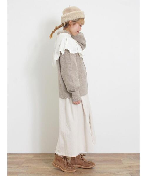 Samansa Mos2（サマンサ モスモス）の「もちもちスタンドネックニット（ニット/セーター・レディース・ブルー/キナリ/ベージュ/イエロー・F）」の14枚目の写真