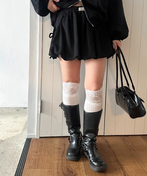 Soie by apres jour mignon サイドラインバルーンスカート セール】【apresjour mignon SOIE】バルーンスウェットスカート