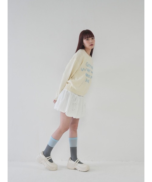 Uenui(ウニュイ)の「【 cunii 】パンプキンリボンスカート(スカート・レディース・ホワイト/ブラック/ブラウン/グレー・FREE)」の6枚目の写真