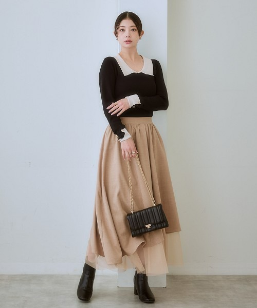 nissen(ニッセン)の「配色衿付ニット(ニット/セーター・レディース・ブラック/ライトベージュ・L/M/S/LL)」の9枚目の写真