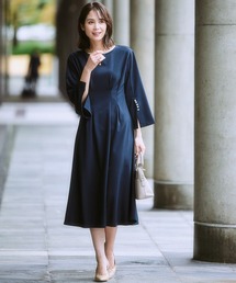 7days Life Styling | カットソー素材パール調ボタン袖スリットワンピース<大きいサイズ有>(ワンピース)