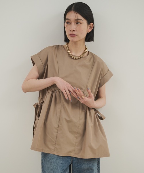 Shelly island（シェリーアイランド）の「ウエストギャザー切替ブラウス（シャツ/ブラウス・レディース・ベージュ/ホワイト/ブラック/ブラウン・FREE）」の12枚目の写真