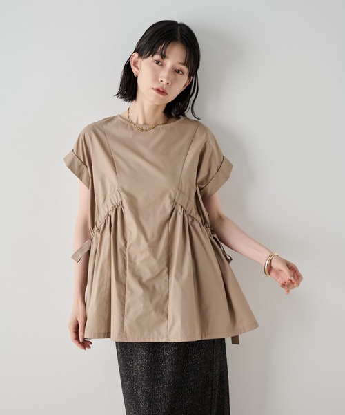 Shelly island（シェリーアイランド）の「ウエストギャザー切替ブラウス（シャツ/ブラウス・レディース・ベージュ/ホワイト/ブラック/ブラウン・FREE）」の6枚目の写真