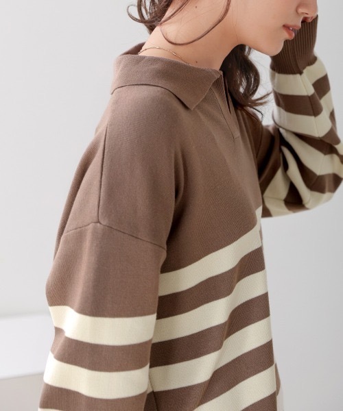 Bou Jeloud（ブージュルード）の「ボーダーニット×パンツ セットアップ（つなぎ/オールインワン・レディース・ブラック/グレー・38）」の14枚目の写真