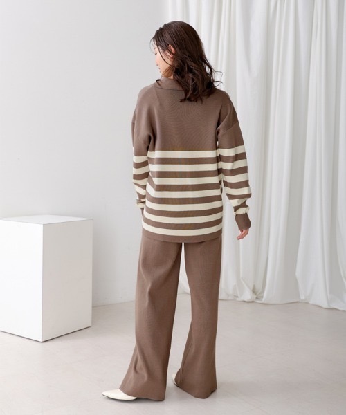 Bou Jeloud（ブージュルード）の「ボーダーニット×パンツ セットアップ（つなぎ/オールインワン・レディース・ブラック/グレー・38）」の16枚目の写真