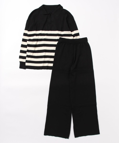 Bou Jeloud（ブージュルード）の「ボーダーニット×パンツ セットアップ（つなぎ/オールインワン・レディース・ブラック/グレー・38）」の19枚目の写真