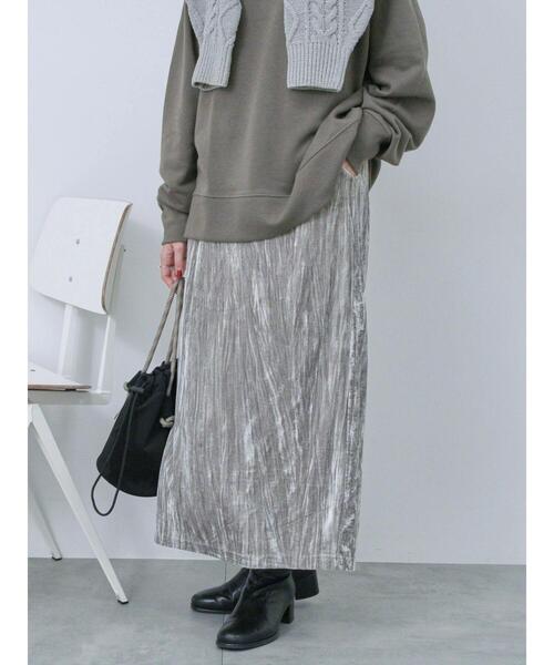 Samansa Mos2 blue（サマンサモスモスブルー）の「◎ベロアナロースカート（スカート・レディース・オレンジ/グレー/ブラック・F）」の3枚目の写真