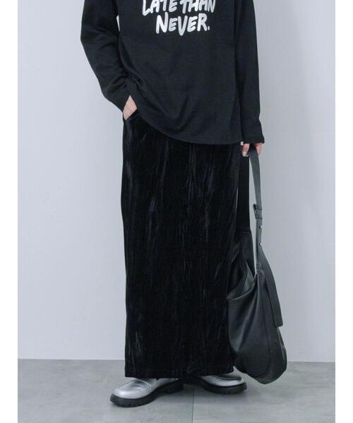 Samansa Mos2 blue（サマンサモスモスブルー）の「◎ベロアナロースカート（スカート・レディース・オレンジ/グレー/ブラック・F）」の2枚目の写真