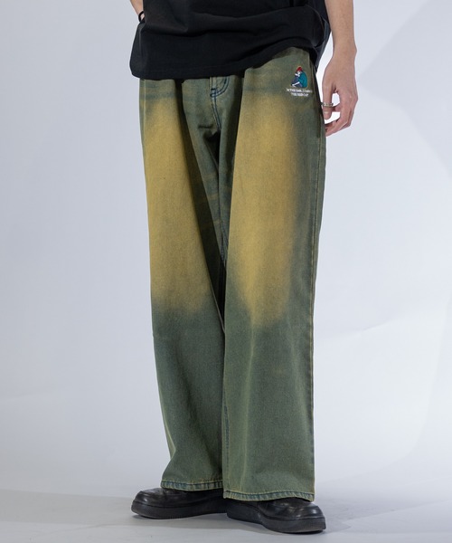 Red Cap Girl（レッドキャプガール）の「【3】〔RedCapGirl/レッドキャップガール〕JOHN'S CLOSET別注 バイオブラスト/オーバーダイ加工 バギーデニム（デニムパンツ・メンズ・ブラック/オリーブ/オリーブ系1/ピンク系その他/ブルー/ブラウン・SMALL/MEDIUM/LARGE）」の3枚目の写真