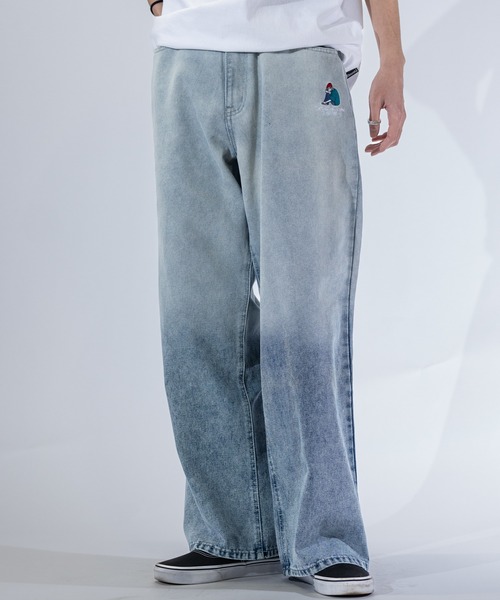 【3】〔RedCapGirl/レッドキャップガール〕JOHN'S CLOSET別注 バイオブラスト/オーバーダイ加工 バギーデニム（デニムパンツ）｜Red Cap Girl（レッドキャプガール）