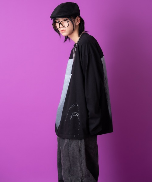 a.p.o.v.（エーピーオービー）の「a.p.o.v. モノクロアートペイントオーバーサイズカットソー（Tシャツ/カットソー・メンズ・ホワイト/ブラック・ONESIZE）」の7枚目の写真